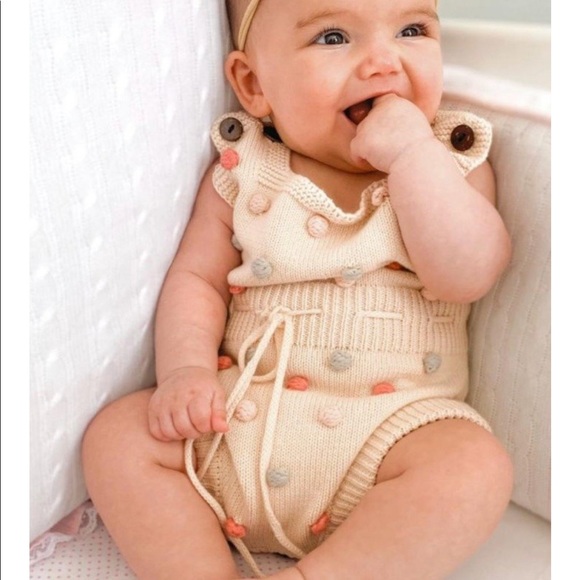 Pom Pom Nordic Knit Baby Onesie Sweater - Picture 7 of 9